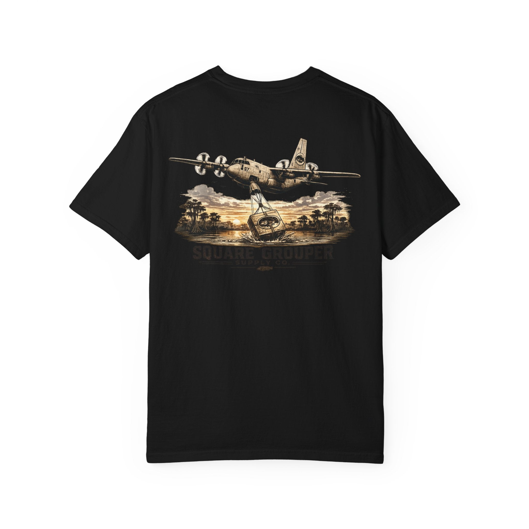 Square Grouper Military Plane T-Shirt — Vintage Aircraft Graphic Tee