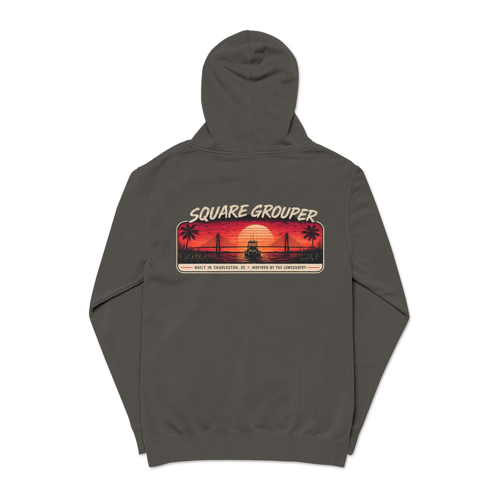 Miami Vice Square Grouper Supply co. Hoodie— Vintage Beach Pigment-Dyed Pullover