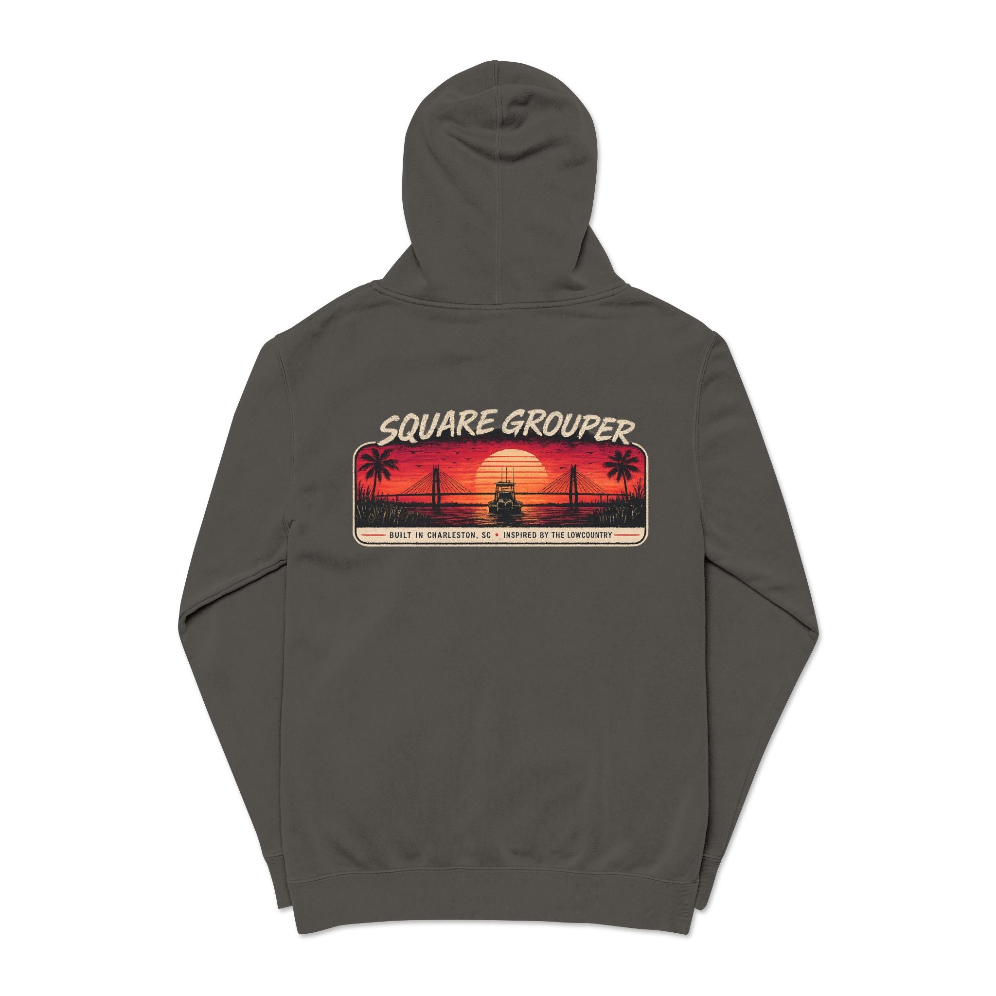 Miami Vice Square Grouper Supply co. Hoodie— Vintage Beach Pigment-Dyed Pullover