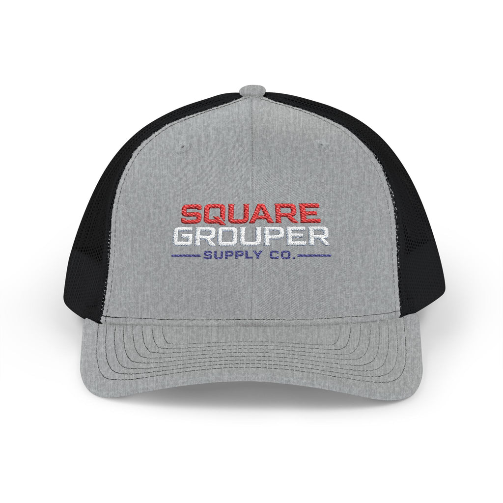 Square Grouper Trucker Cap — Retro Fishing Logo Snapback