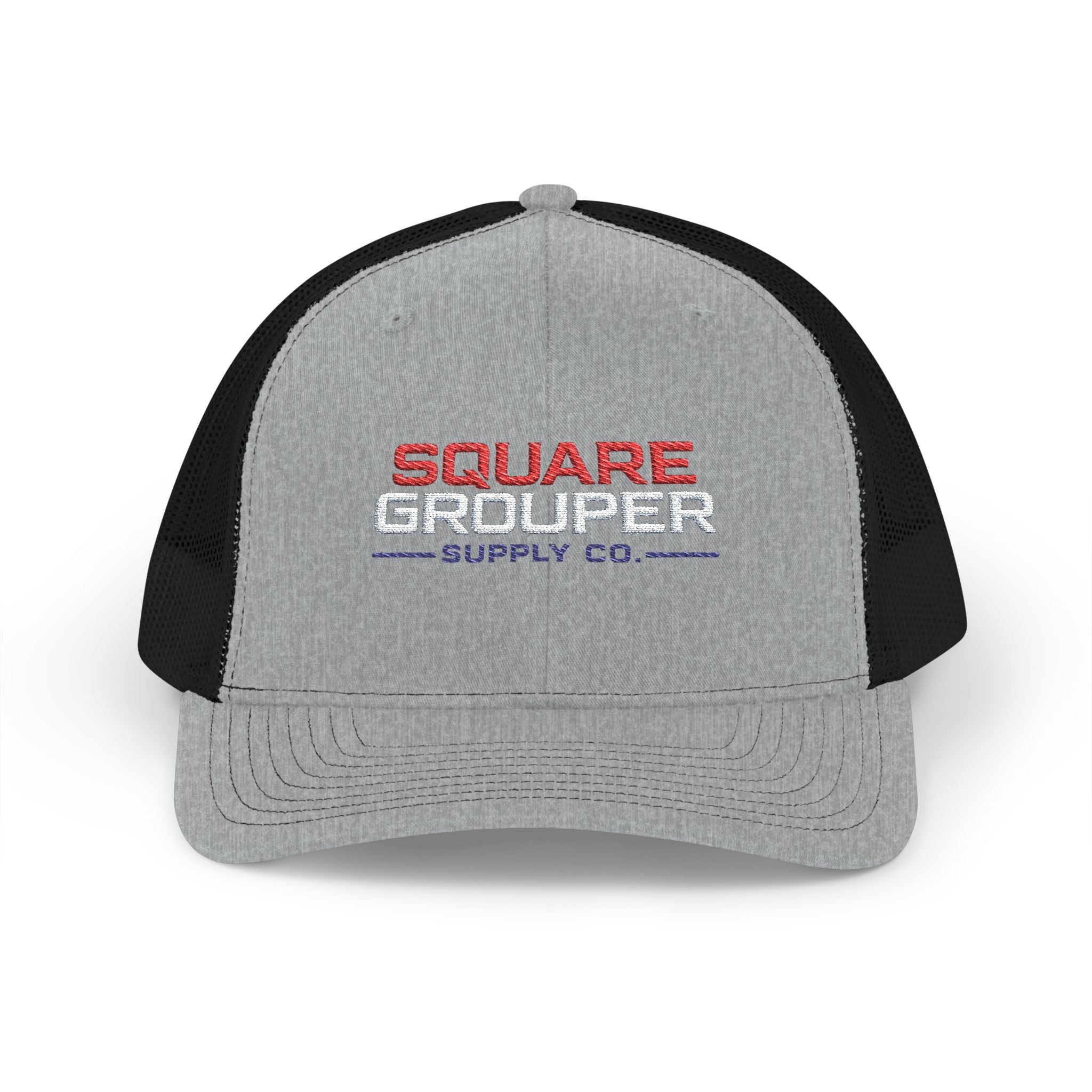 Square Grouper Trucker Cap — Retro Fishing Logo Snapback
