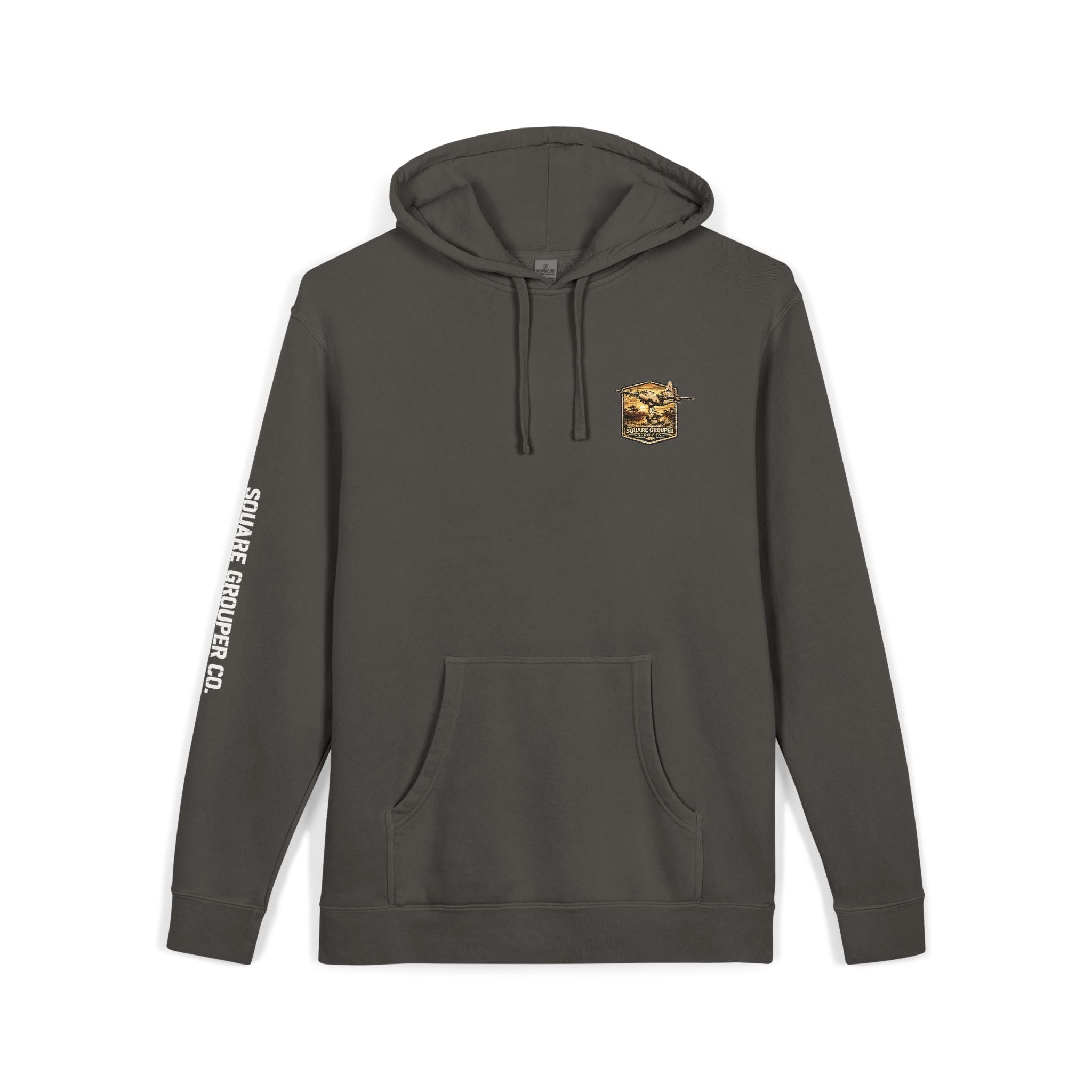 Vintage Military Plane Hoodie — “Square Grouper” Pigment-Dyed Pullover