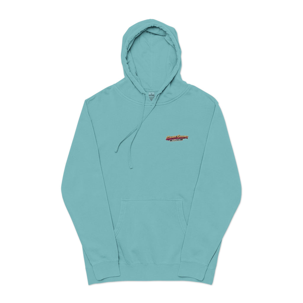 Miami Vice Square Grouper Supply co. Hoodie— Vintage Beach Pigment-Dyed Pullover