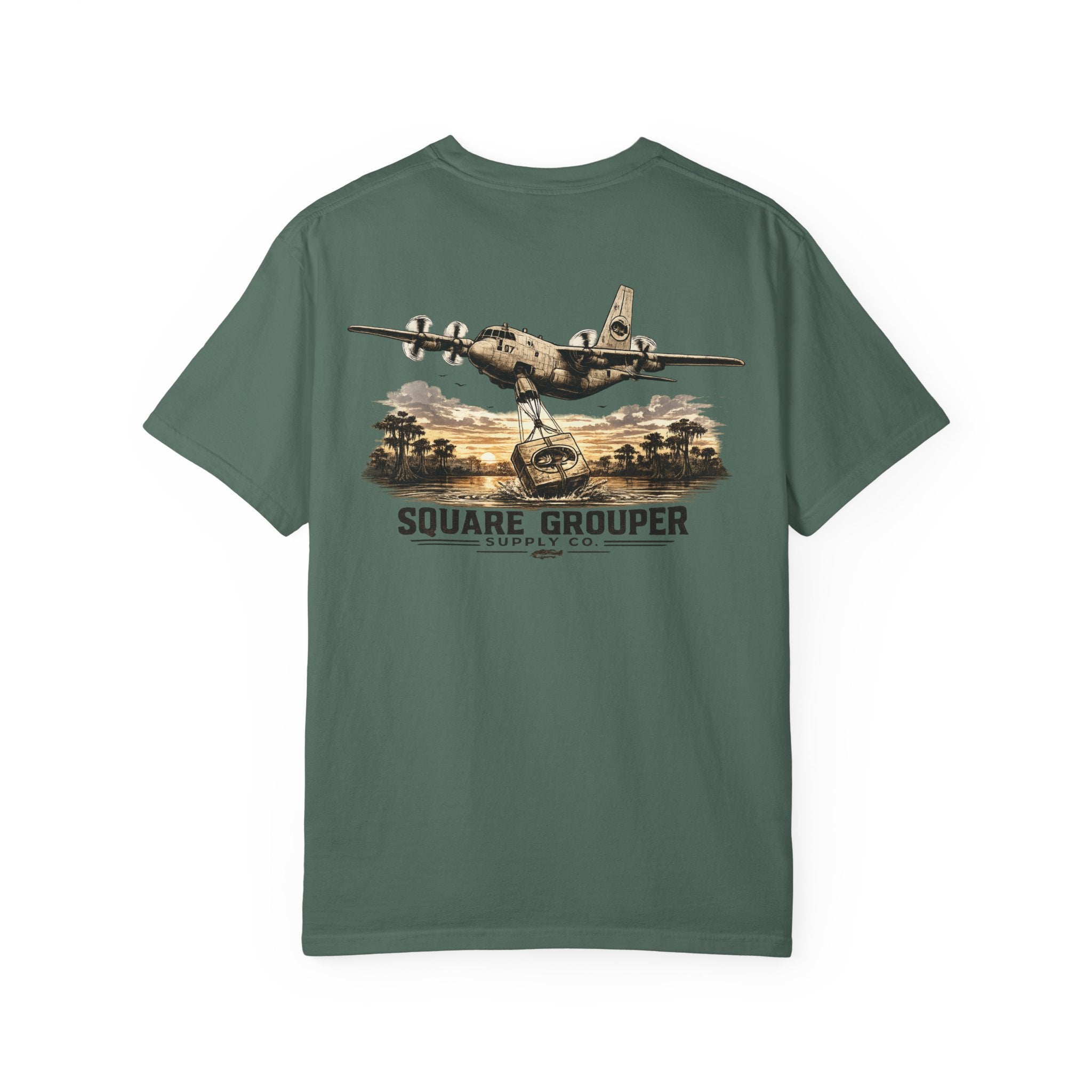 Square Grouper Military Plane T-Shirt — Vintage Aircraft Graphic Tee