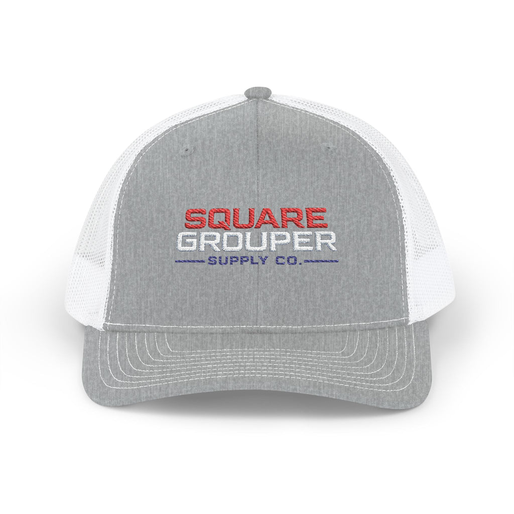 Square Grouper Trucker Cap — Retro Fishing Logo Snapback