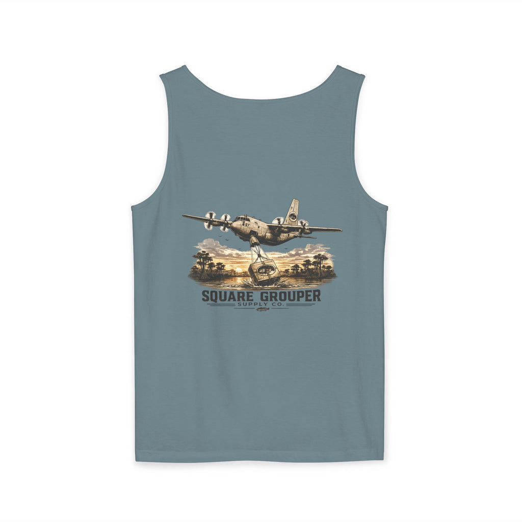 Vintage Military Plane Tank Top — "Square Grouper" Airplane Graphic