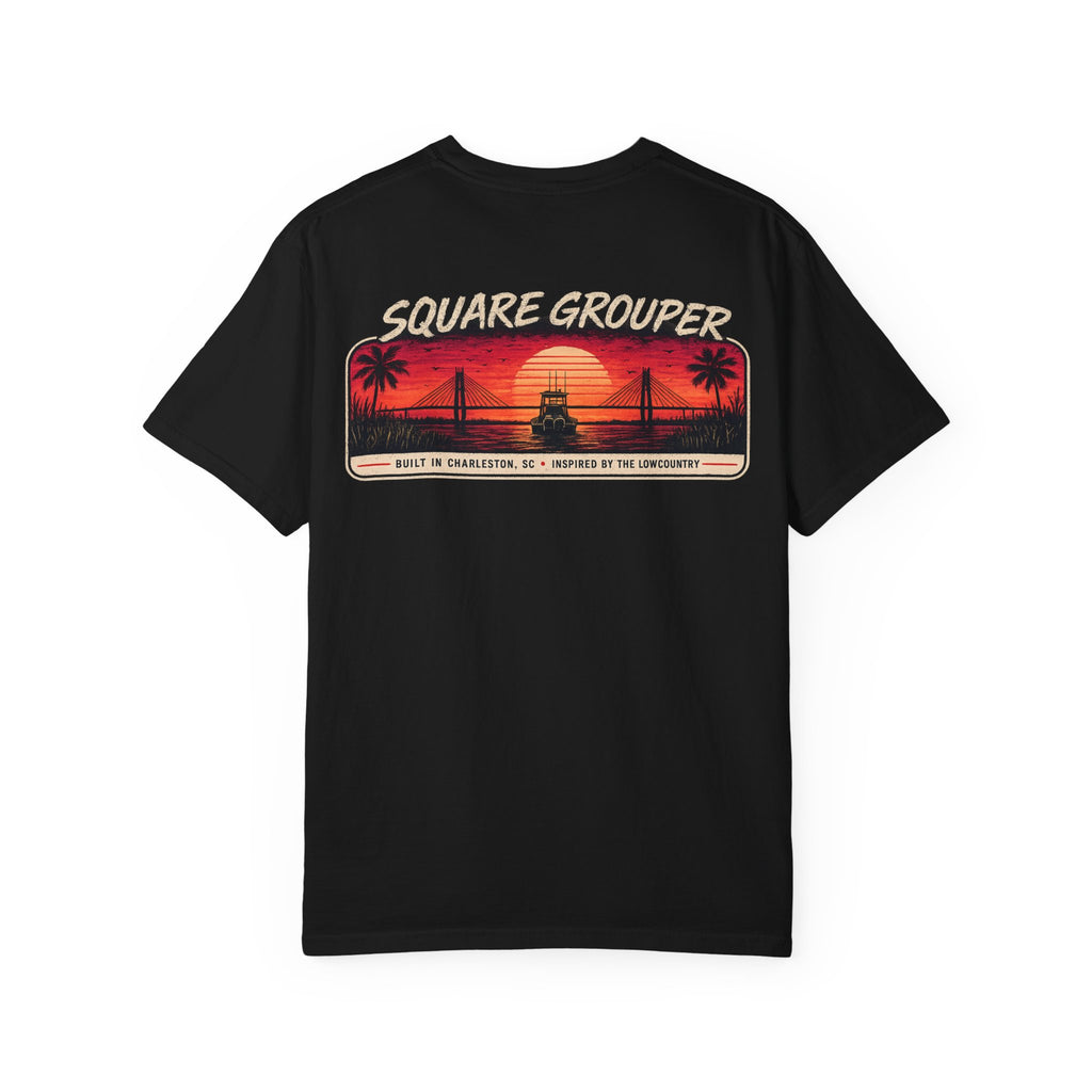 Square Grouper Sunset T-Shirt — Retro Palm Beach Vintage Tee