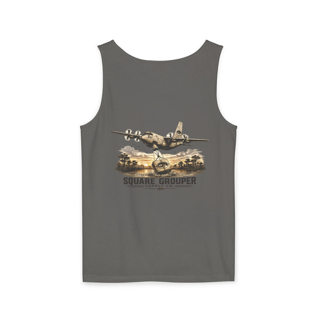 Vintage Military Plane Tank Top — "Square Grouper" Airplane Graphic