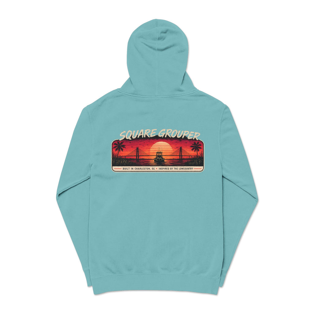 Miami Vice Square Grouper Supply co. Hoodie— Vintage Beach Pigment-Dyed Pullover