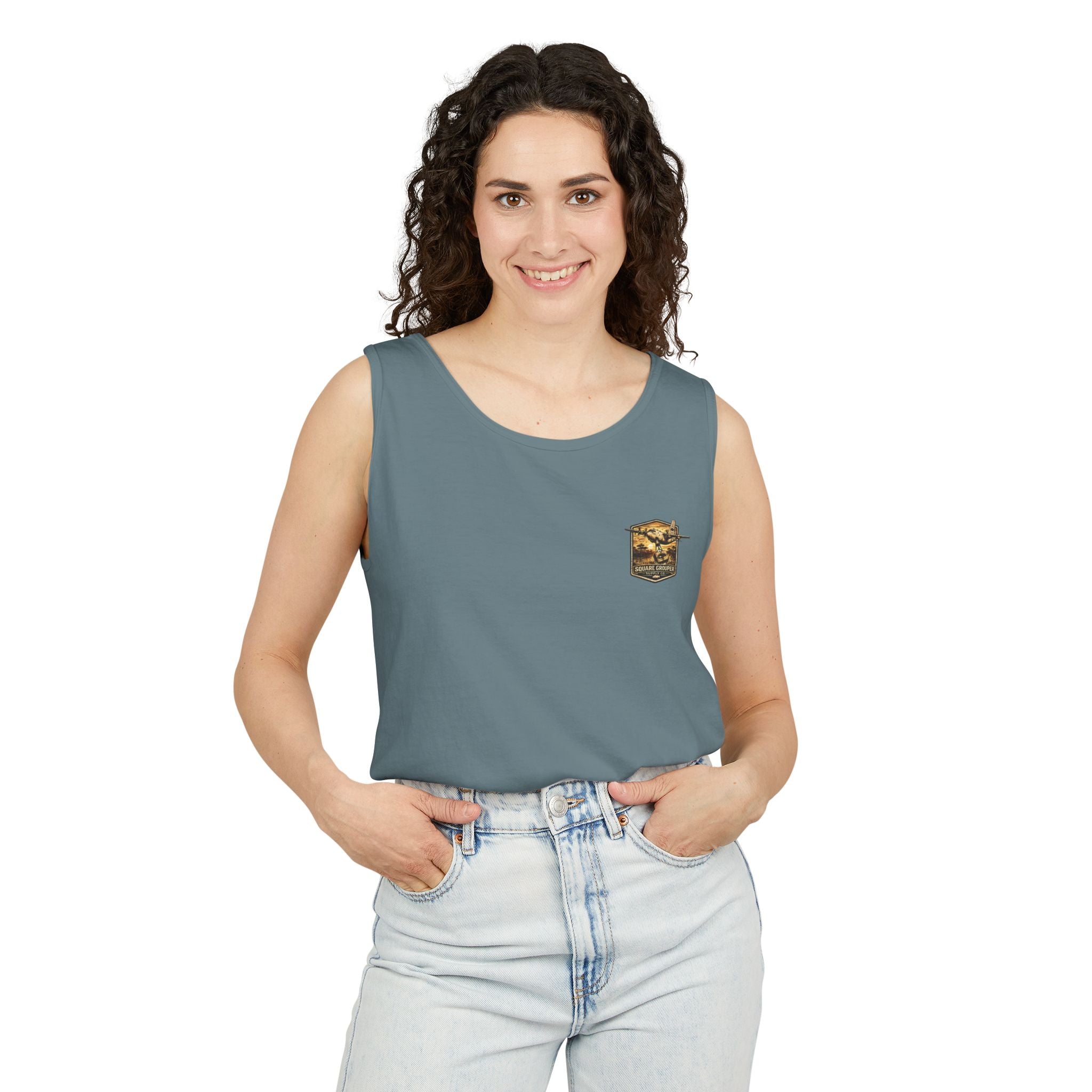 Vintage Military Plane Tank Top — "Square Grouper" Airplane Graphic