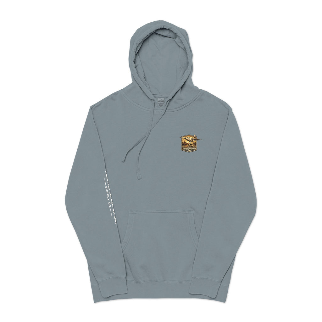 Vintage Military Plane Hoodie — “Square Grouper” Pigment-Dyed Pullover
