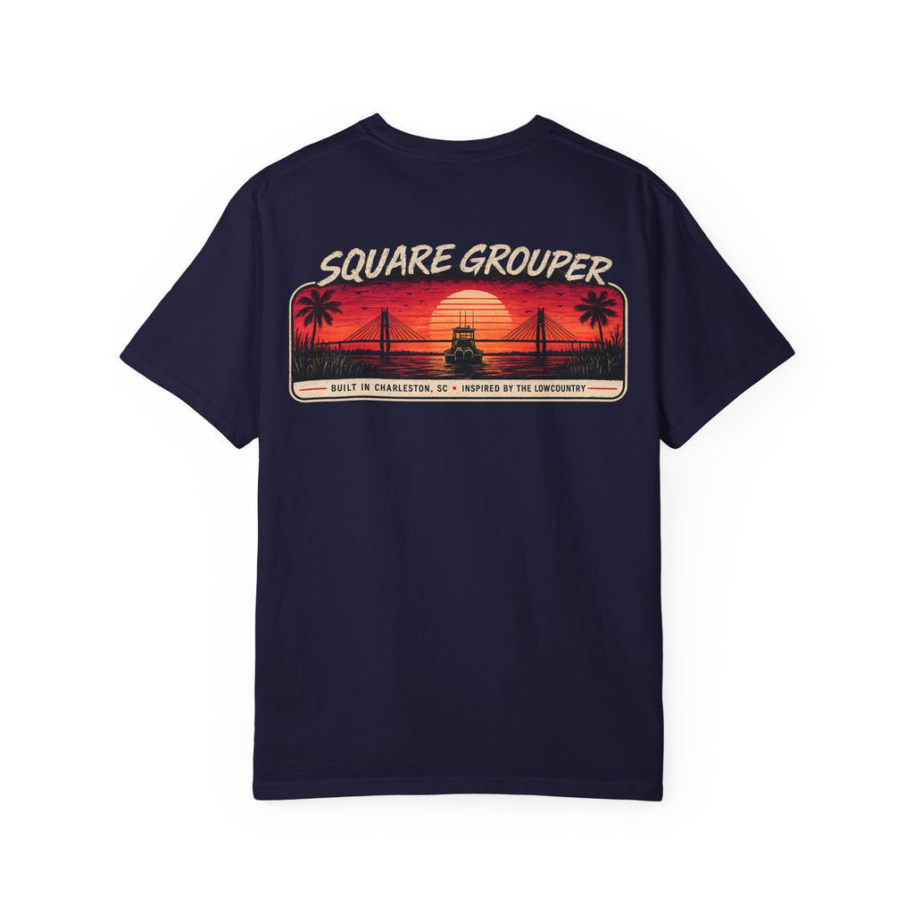 Square Grouper Sunset T-Shirt — Retro Palm Beach Vintage Tee