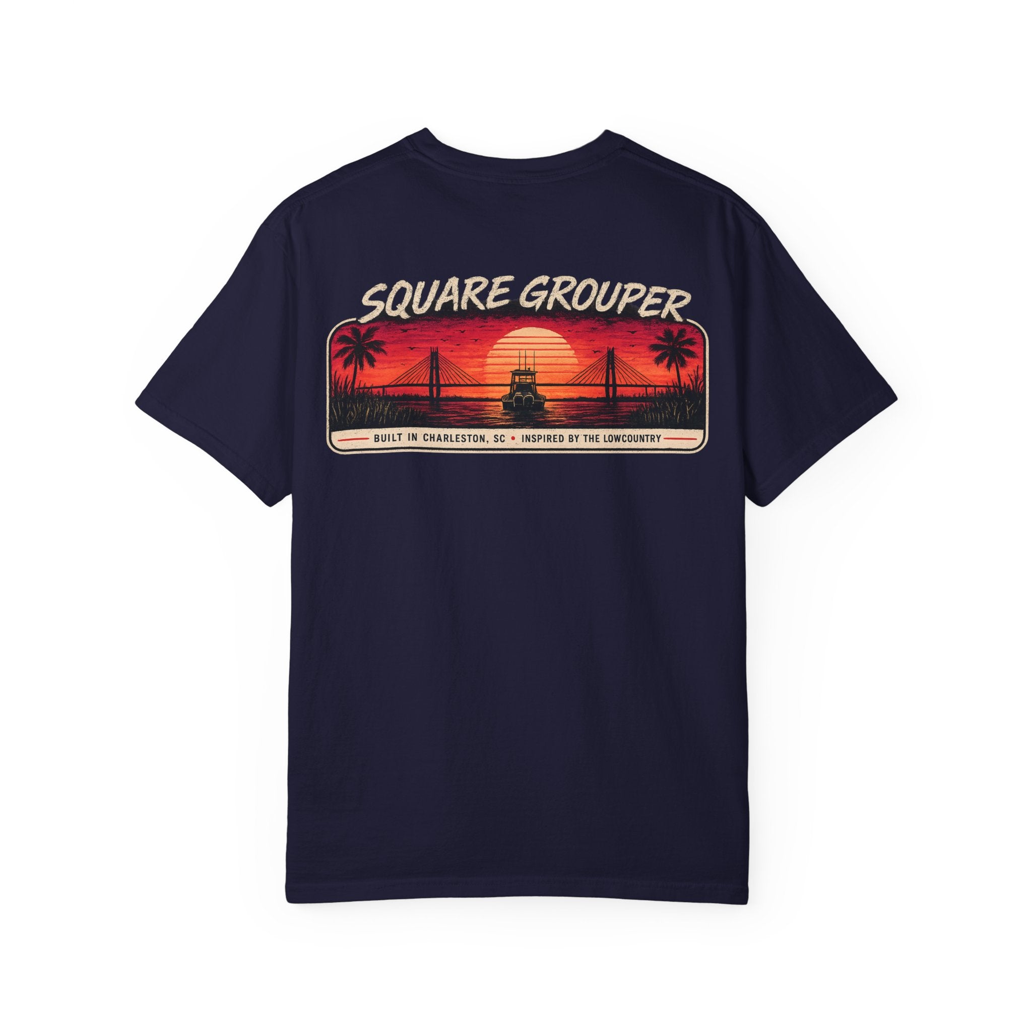 Square Grouper Sunset T-Shirt — Retro Palm Beach Vintage Tee