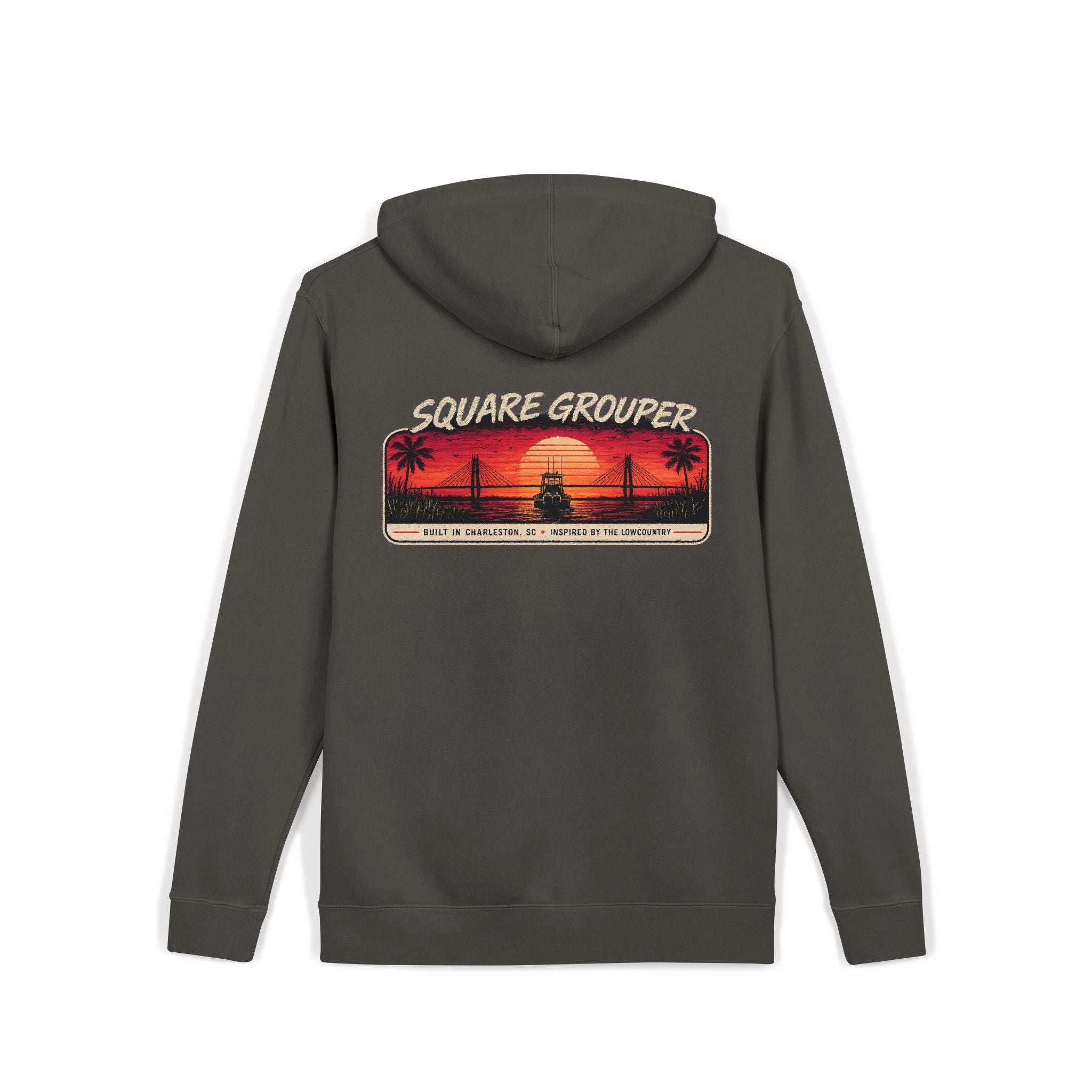 Miami Vice Square Grouper Supply co. Hoodie— Vintage Beach Pigment-Dyed Pullover