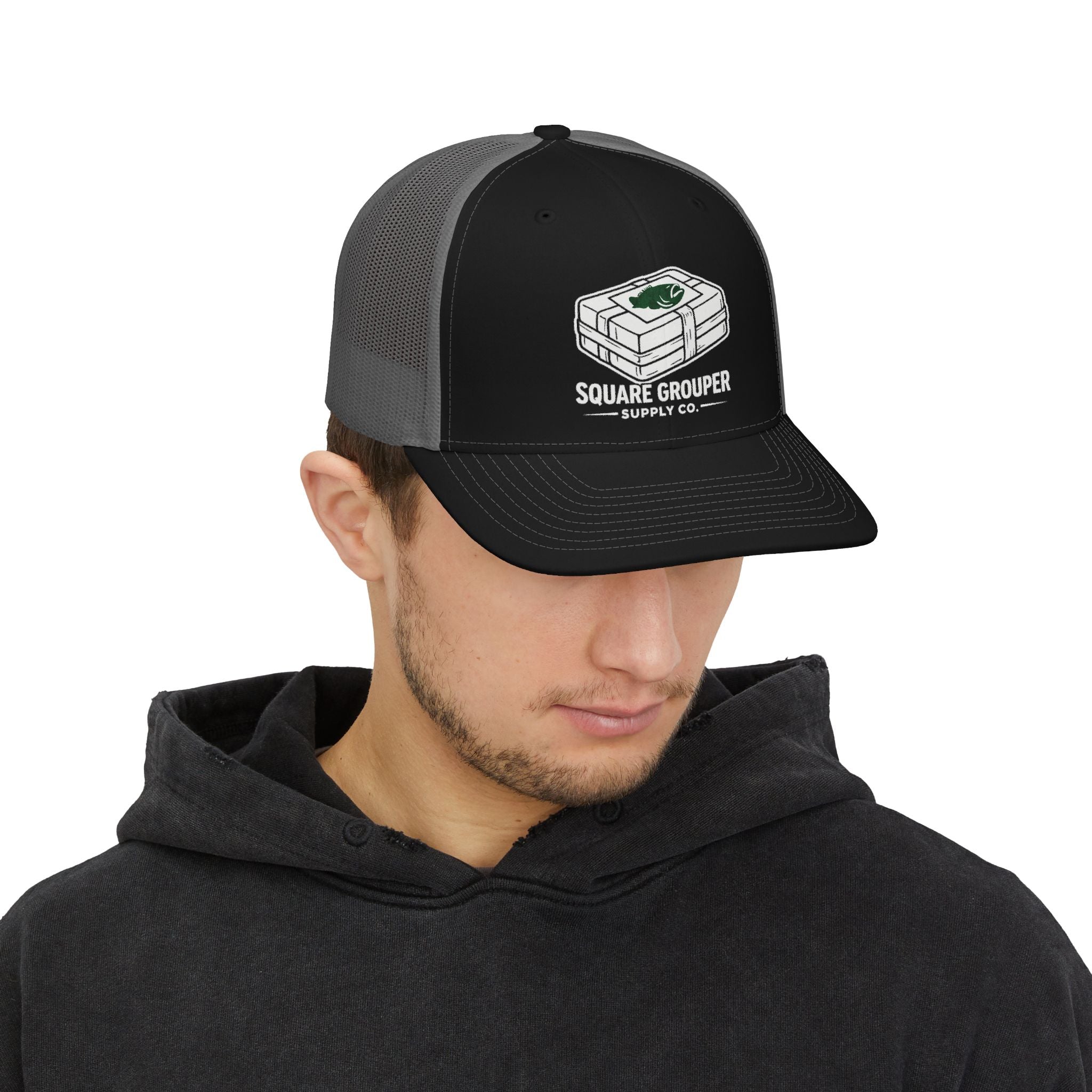 Trucker Cap - Square Grouper Supply Co. Fishing Logo Snapback