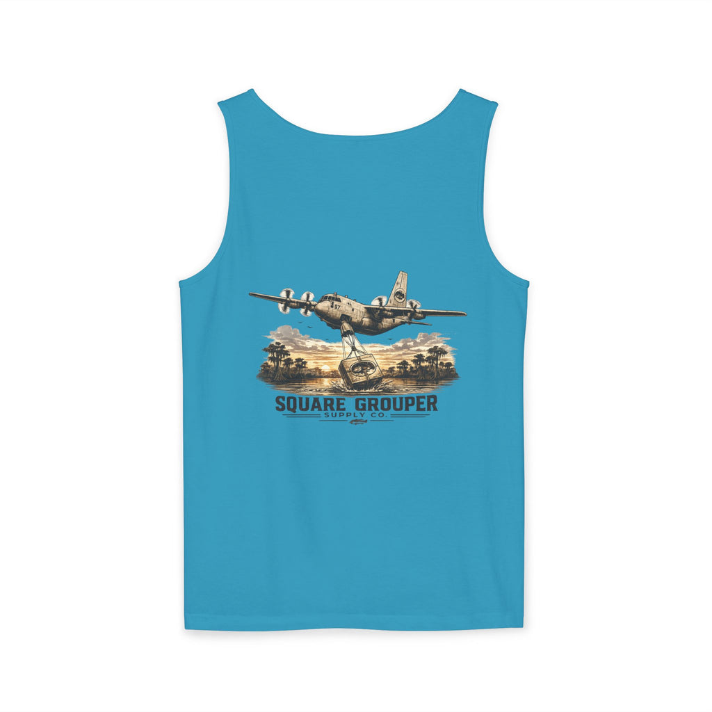 Vintage Military Plane Tank Top — "Square Grouper" Airplane Graphic