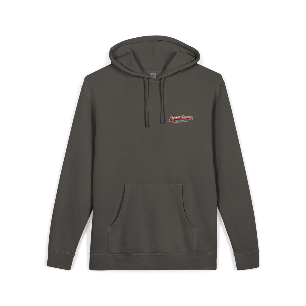 Miami Vice Square Grouper Supply co. Hoodie— Vintage Beach Pigment-Dyed Pullover
