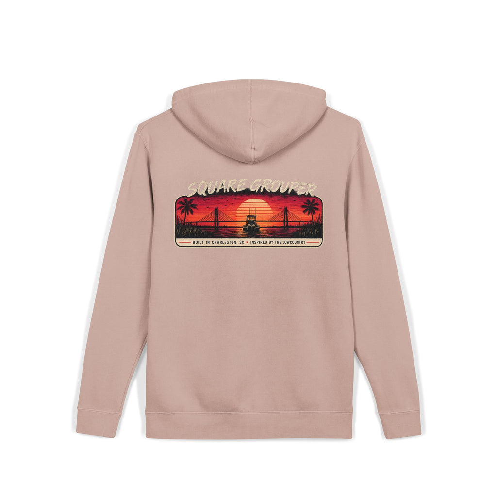 Miami Vice Square Grouper Supply co. Hoodie— Vintage Beach Pigment-Dyed Pullover