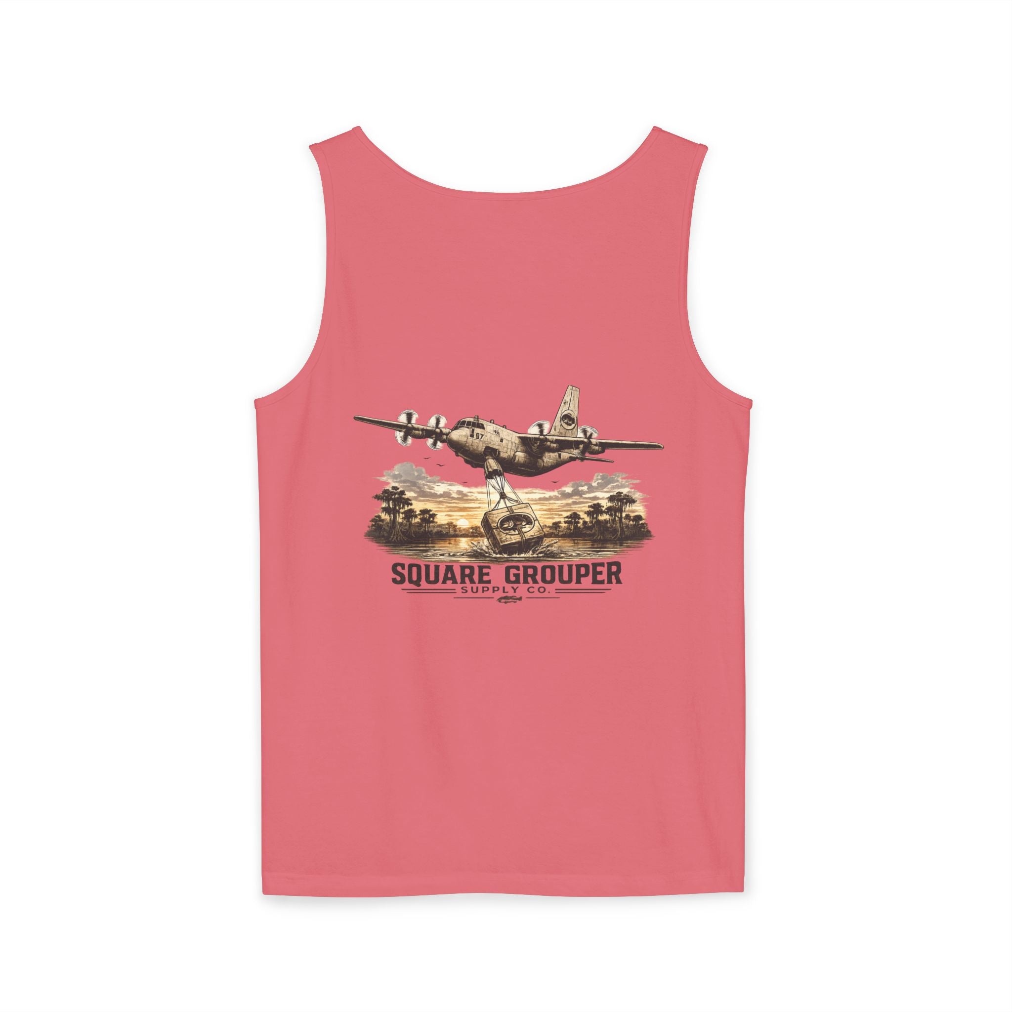 Vintage Military Plane Tank Top — "Square Grouper" Airplane Graphic