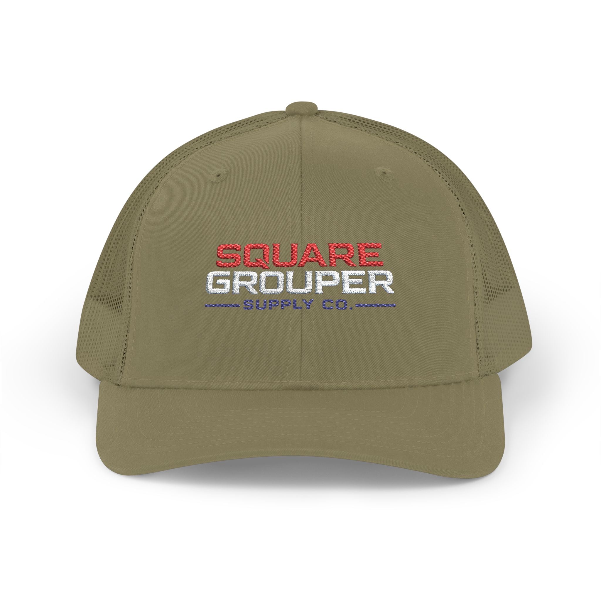 Square Grouper Trucker Cap — Retro Fishing Logo Snapback
