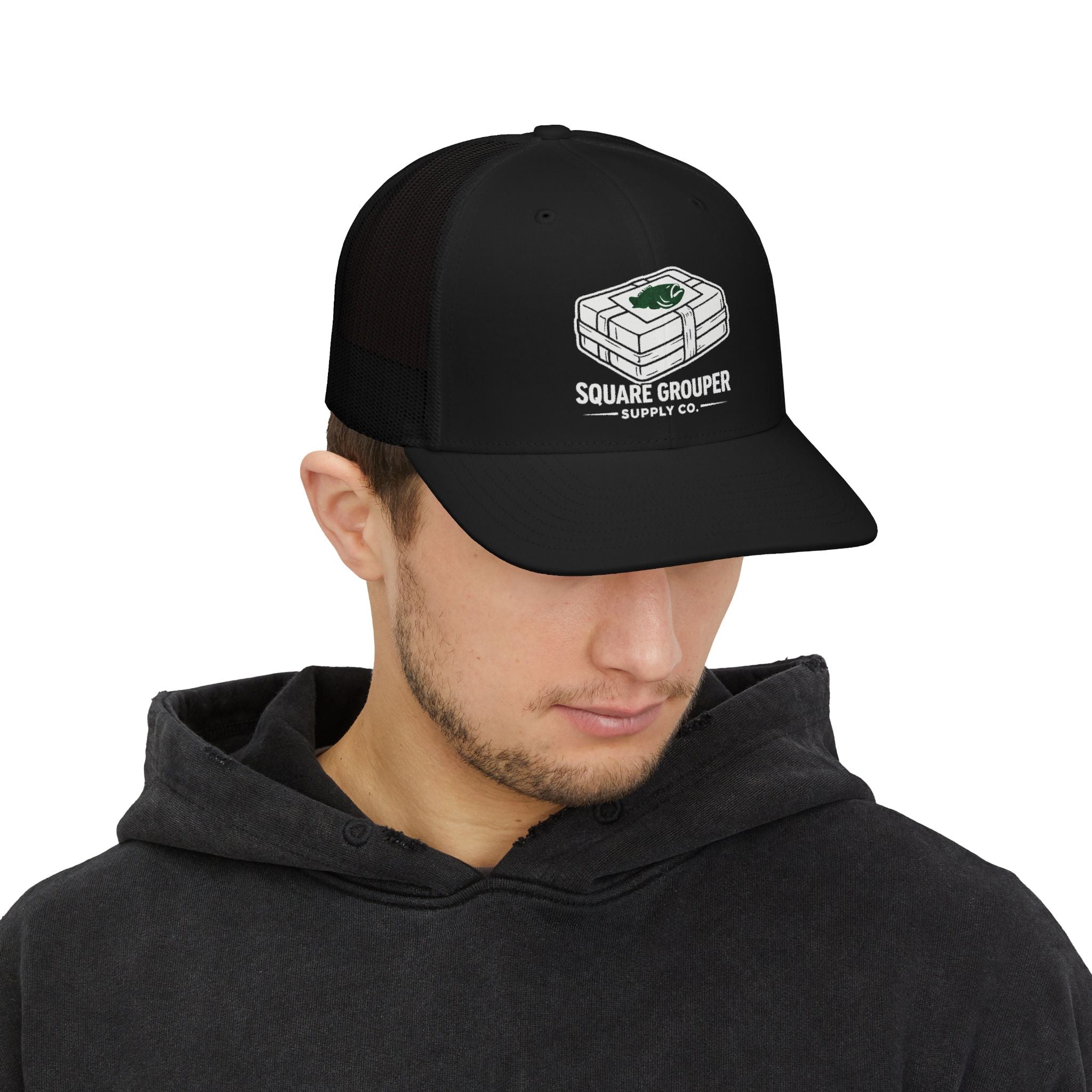 Trucker Cap - Square Grouper Supply Co. Fishing Logo Snapback