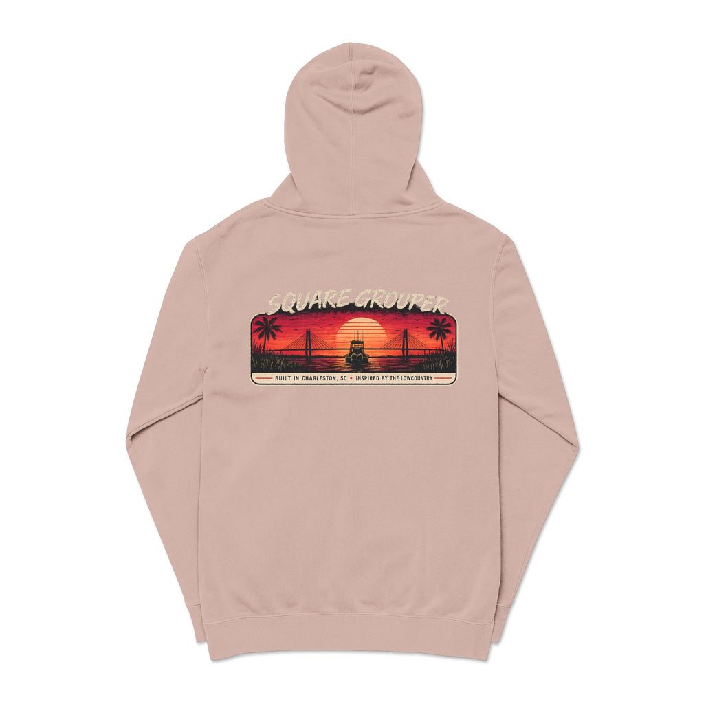 Miami Vice Square Grouper Supply co. Hoodie— Vintage Beach Pigment-Dyed Pullover